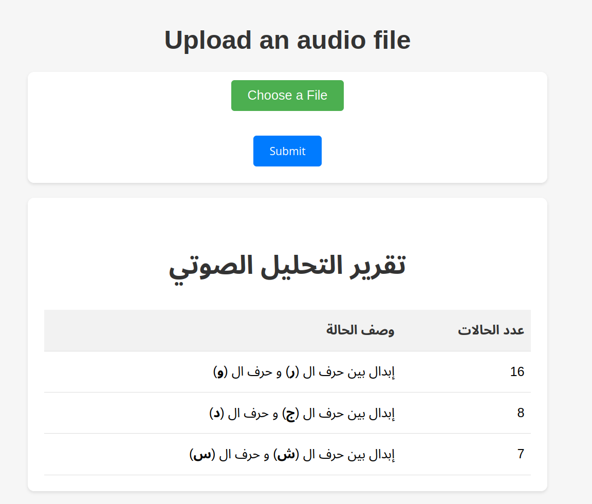 screenshot of the frontend